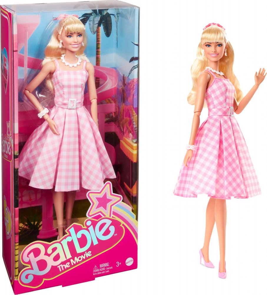 Mattel Margot Robbie jako Barbie (różowa sukienka) HPJ96
