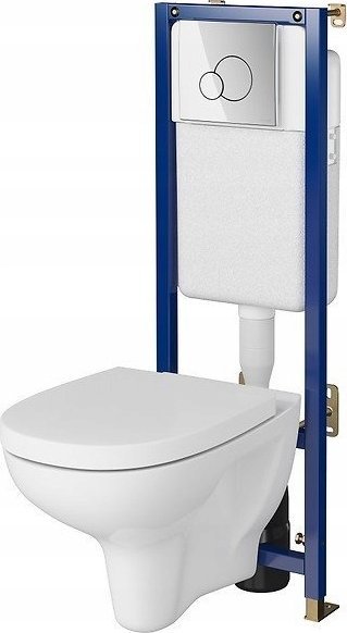 Cersanit SET B598 TECH LINE BASE, miska zawieszana ARTECO CleanOn, deska duroplastowa, przycisk BASE CIRCLE chróm błyszczący (S701-625)