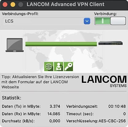 LANCOM Systems LANCOM Upgrade Advanced VPN Client MAC 10 Licences Bulk ab 2.3x